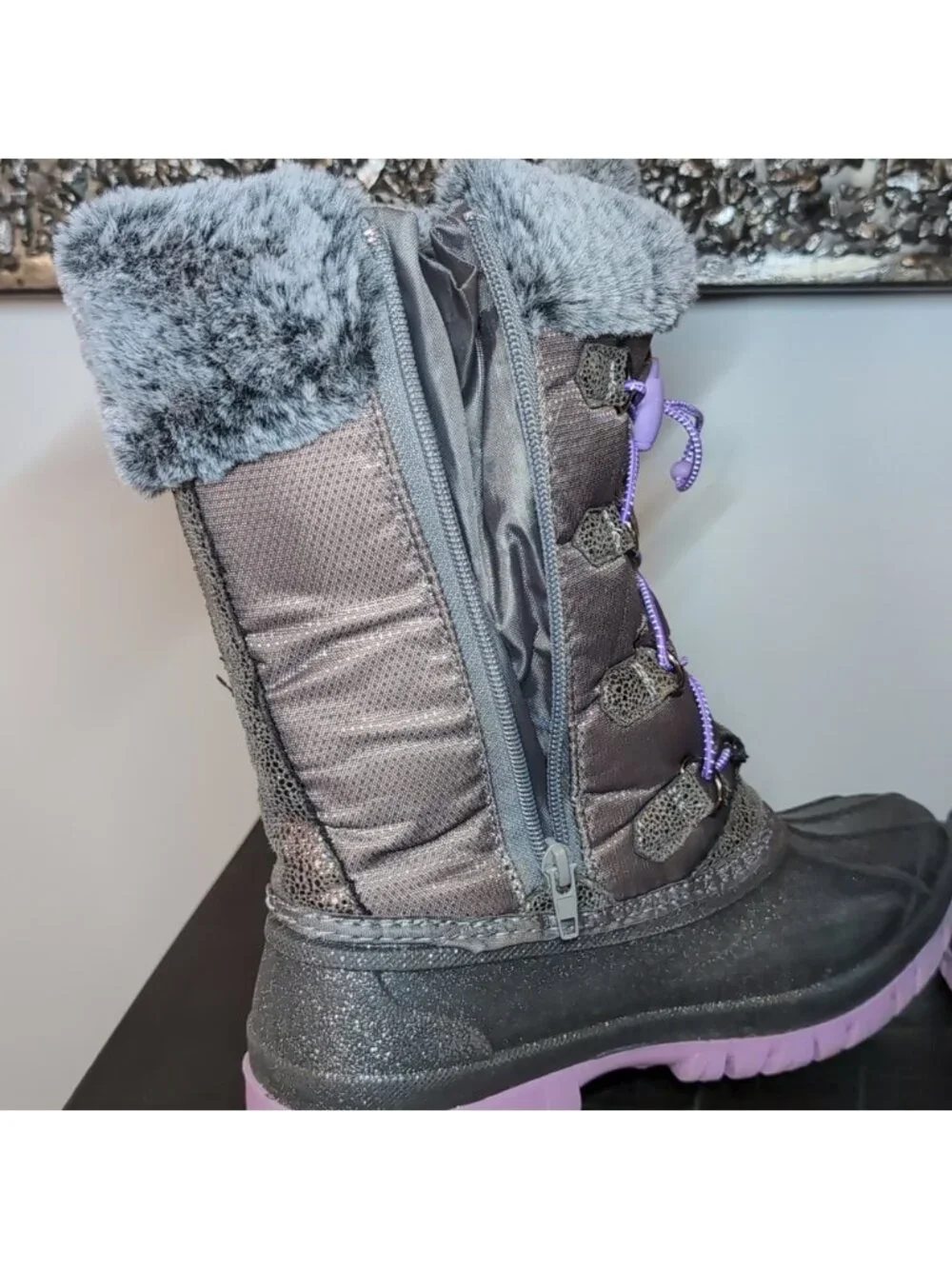 Elements Youth Girls Waterproof Star Pac Winter Boots Size 5 Grey Insulated